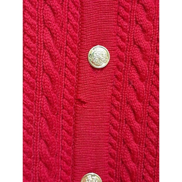Vtg Talbots Cable Knit Merino Wool Holiday Outdoor Warm Sz Large Winter Cardigan - Picture 7 of 8